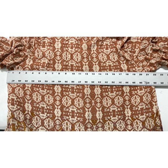 Zac Rachel Boho Tunic Blouse Plus 1X Brown Bohemian Hippie Lightweight Button Up - Picture 4 of 6